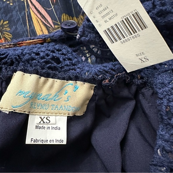 Anthro Mynah’s Reynu Taandon Cristy Crochet Blouse Floral Multicolor Boho XS NWT - Picture 2 of 11